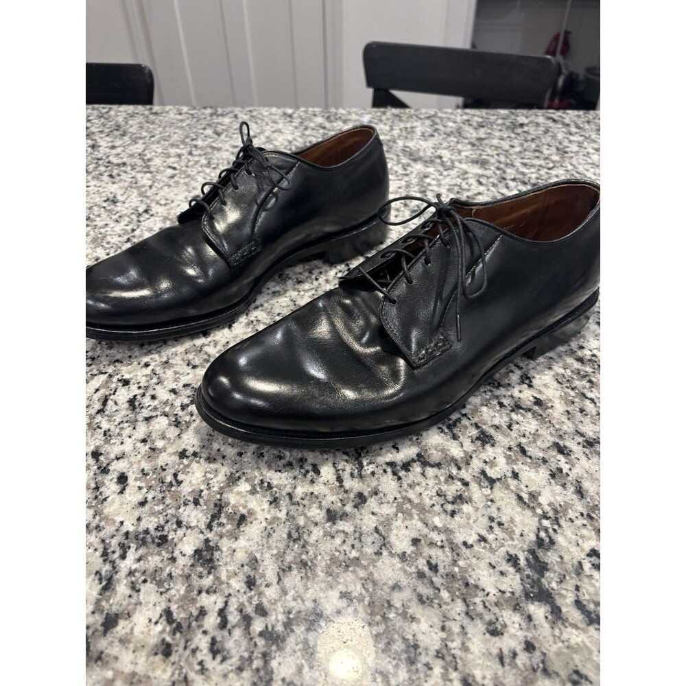 Allen Edmonds Bristol Derby 10 D Black Vintage Plain Toe Dress Shoe